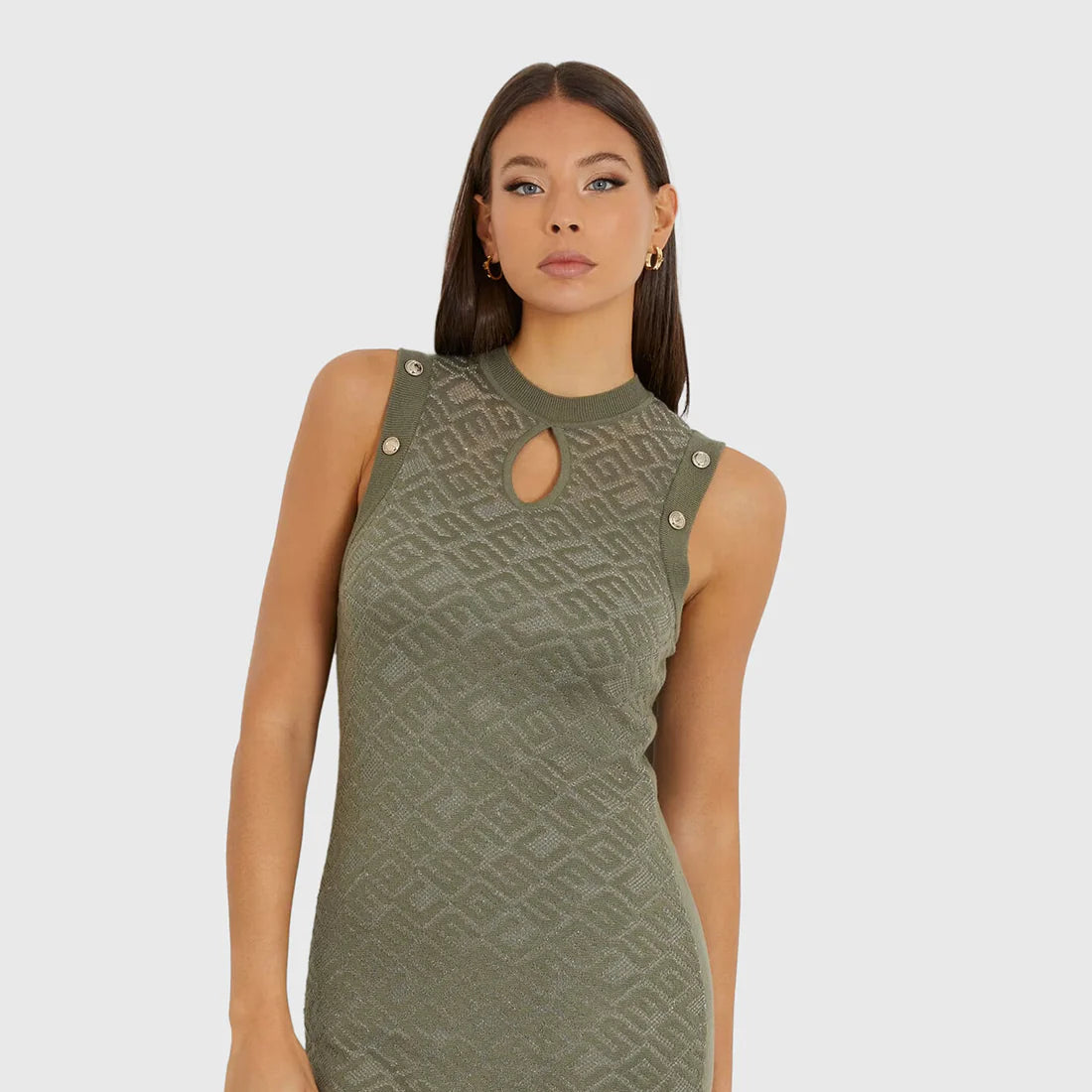 GUESS CHELSEA LOGO SL DRESS – Стилна Плетена Рокля без Ръкави