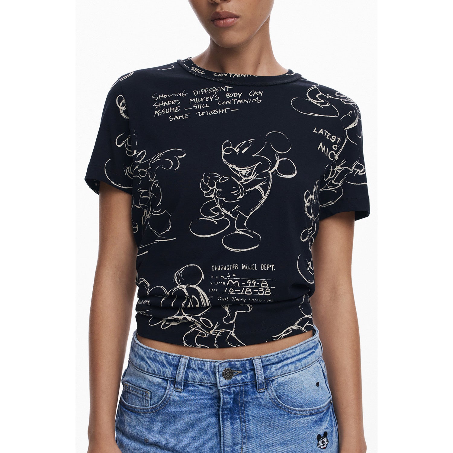 DESIGUAL Дамска Тениска с Къс Ръкав – Черна, Mickey Mouse Принт