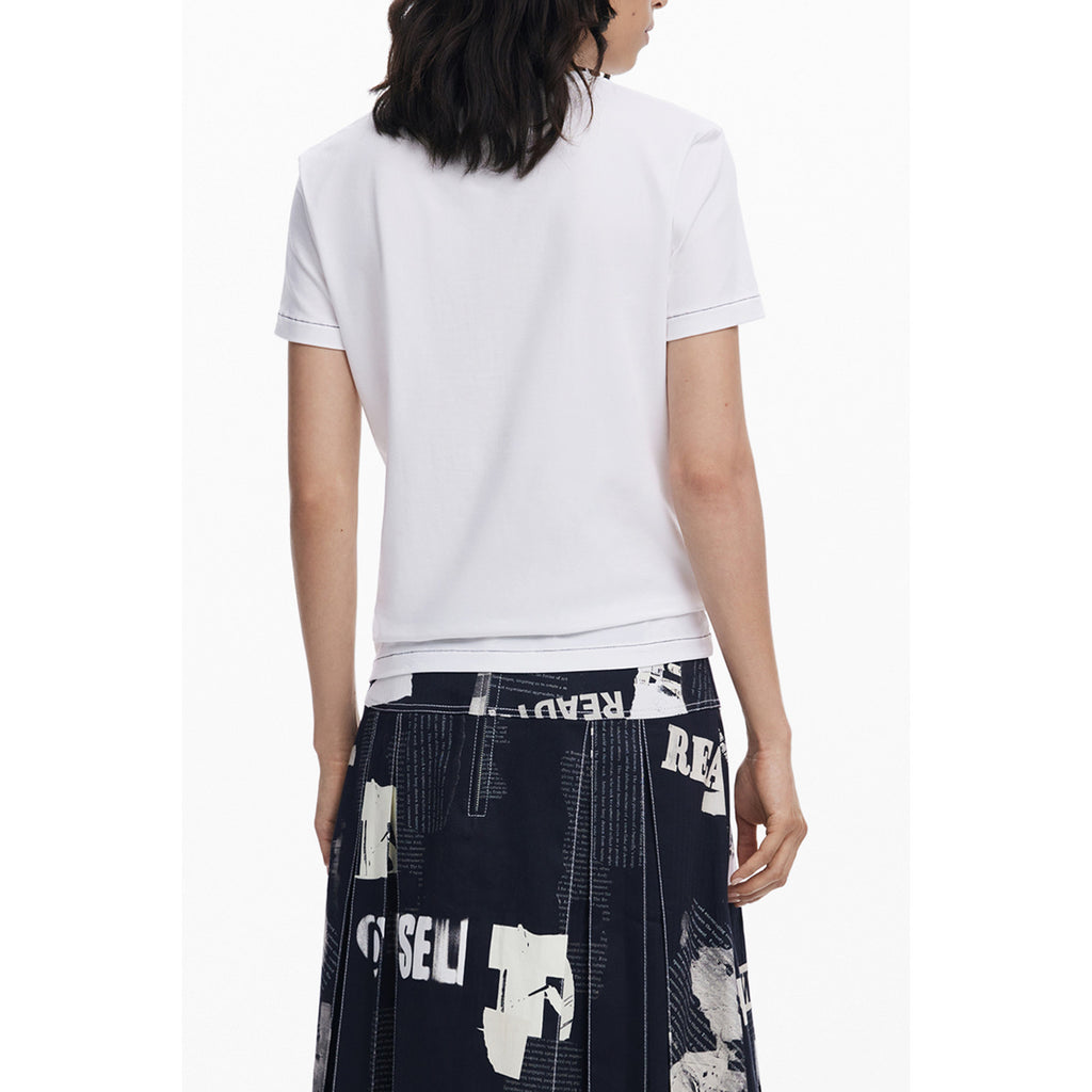 Desigual Дамска Тениска с Къс Ръкав – Бяла