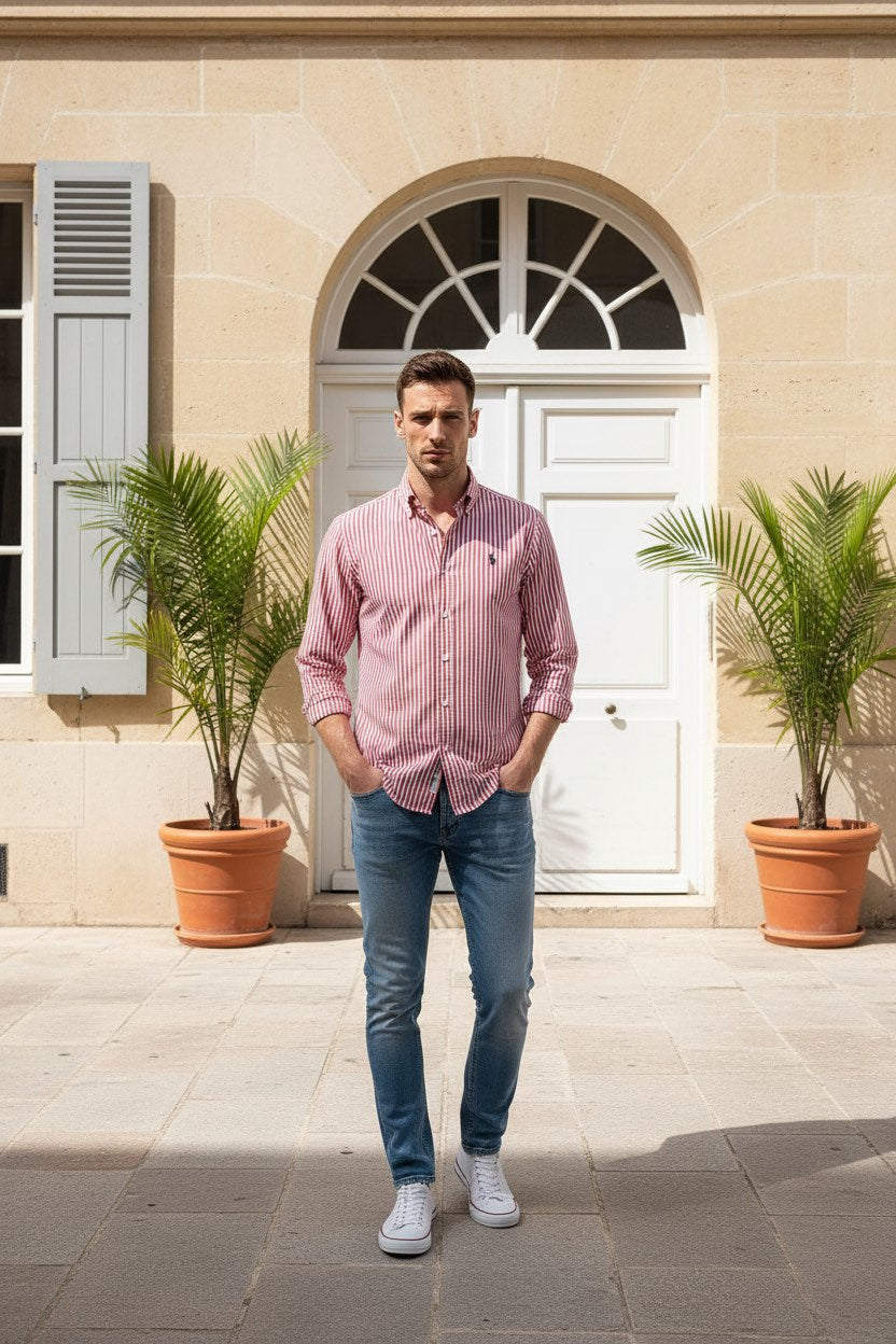 U.S. POLO ASSN. Мъжка Риза INCHES – Червено - Бяло Райе