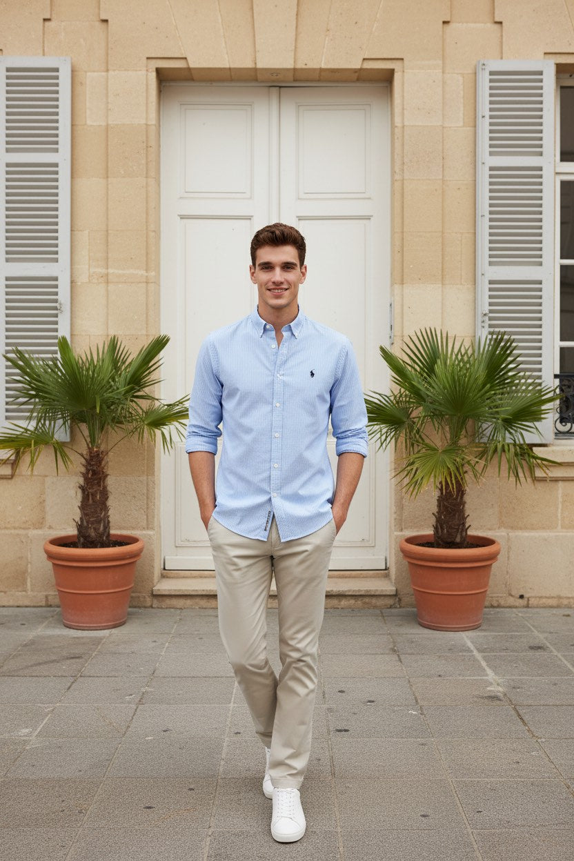 U.S. POLO ASSN. Мъжка риза SEYD - Светлосиня на Райе