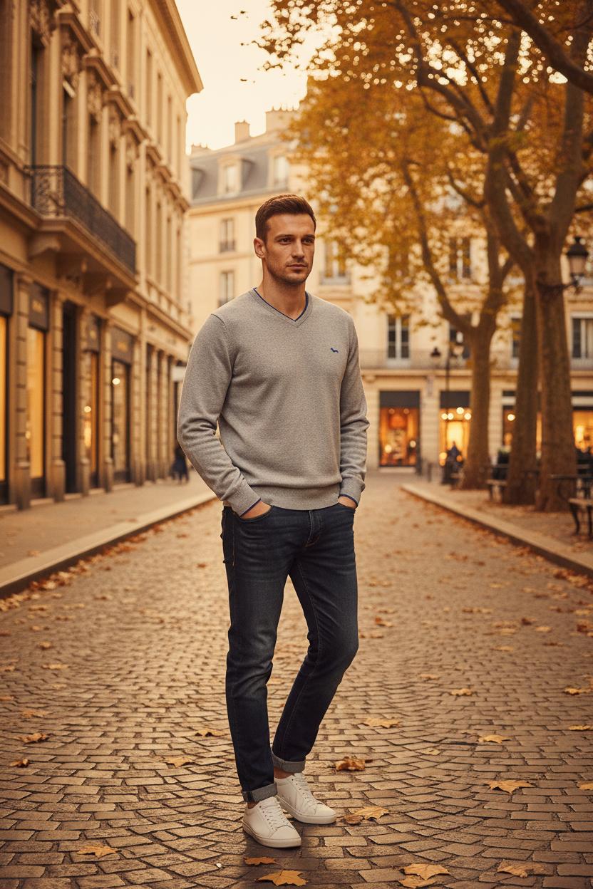 HARMONT & BLAINE Мъжки Пуловер в Светлосиво