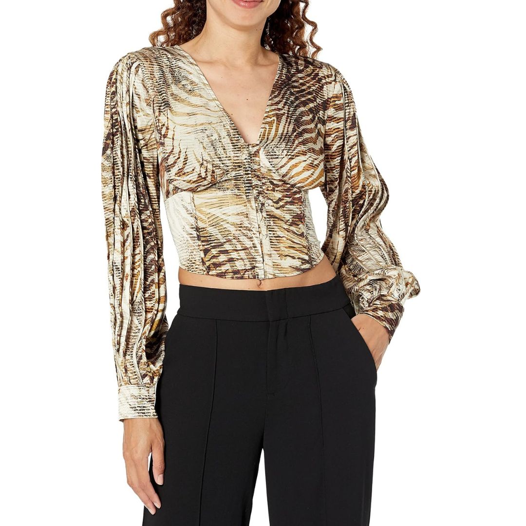 Guess – Дамска Кафява Блуза с Щампи