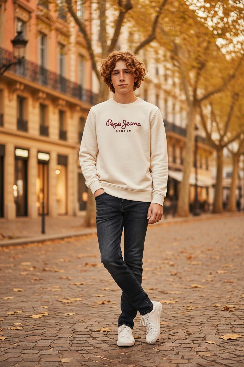 PEPE JEANS – Мъжки бял суитшърт без цип