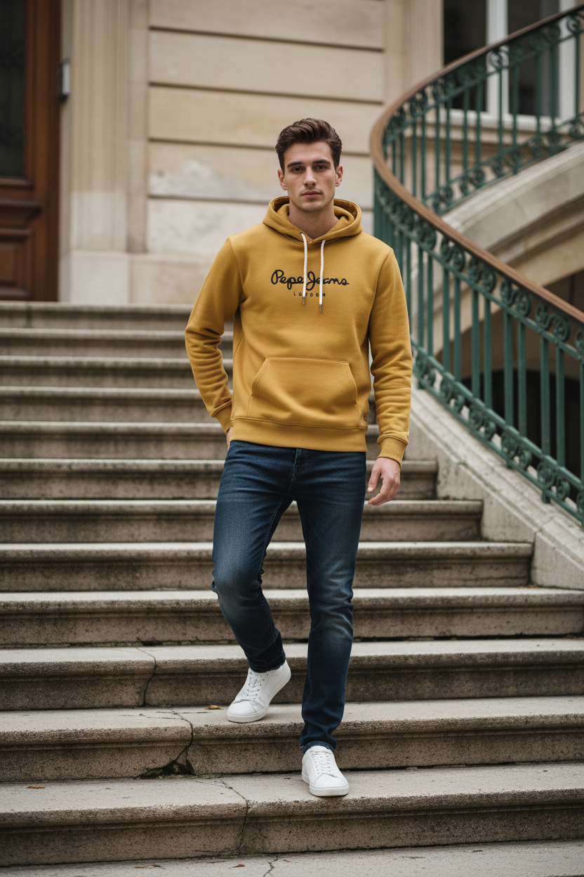 PEPE JEANS Мъжки суитшърт без цип – Жълт