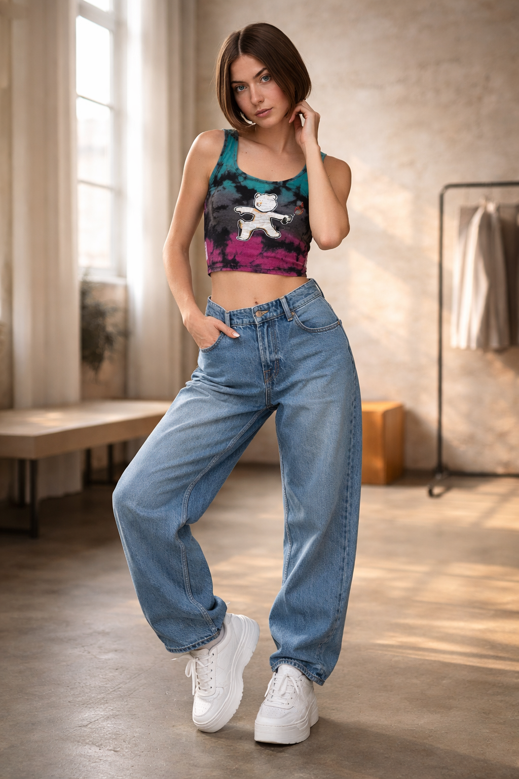 GUESS Molotov Bear Crop Tank Top – Дамски Потник