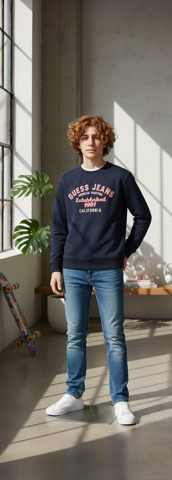 GUESS Jeans Мъжка Суитшърт Блуза – Тъмносиня “California 1981”