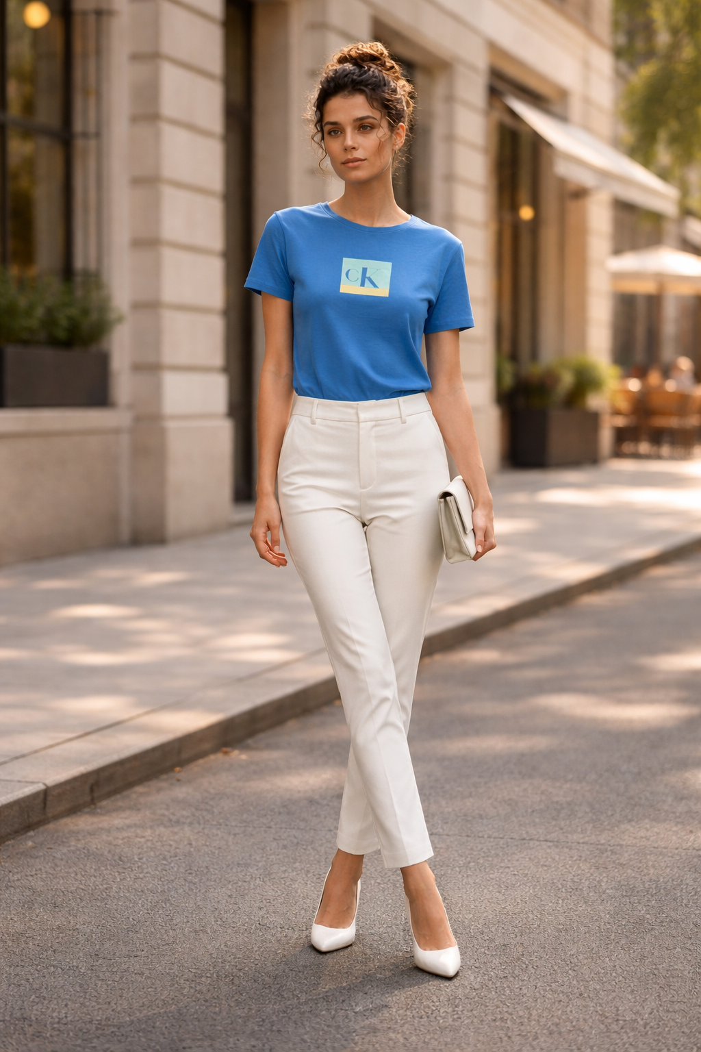 CALVIN KLEIN Дамска Тениска с Къс Ръкав - Синя