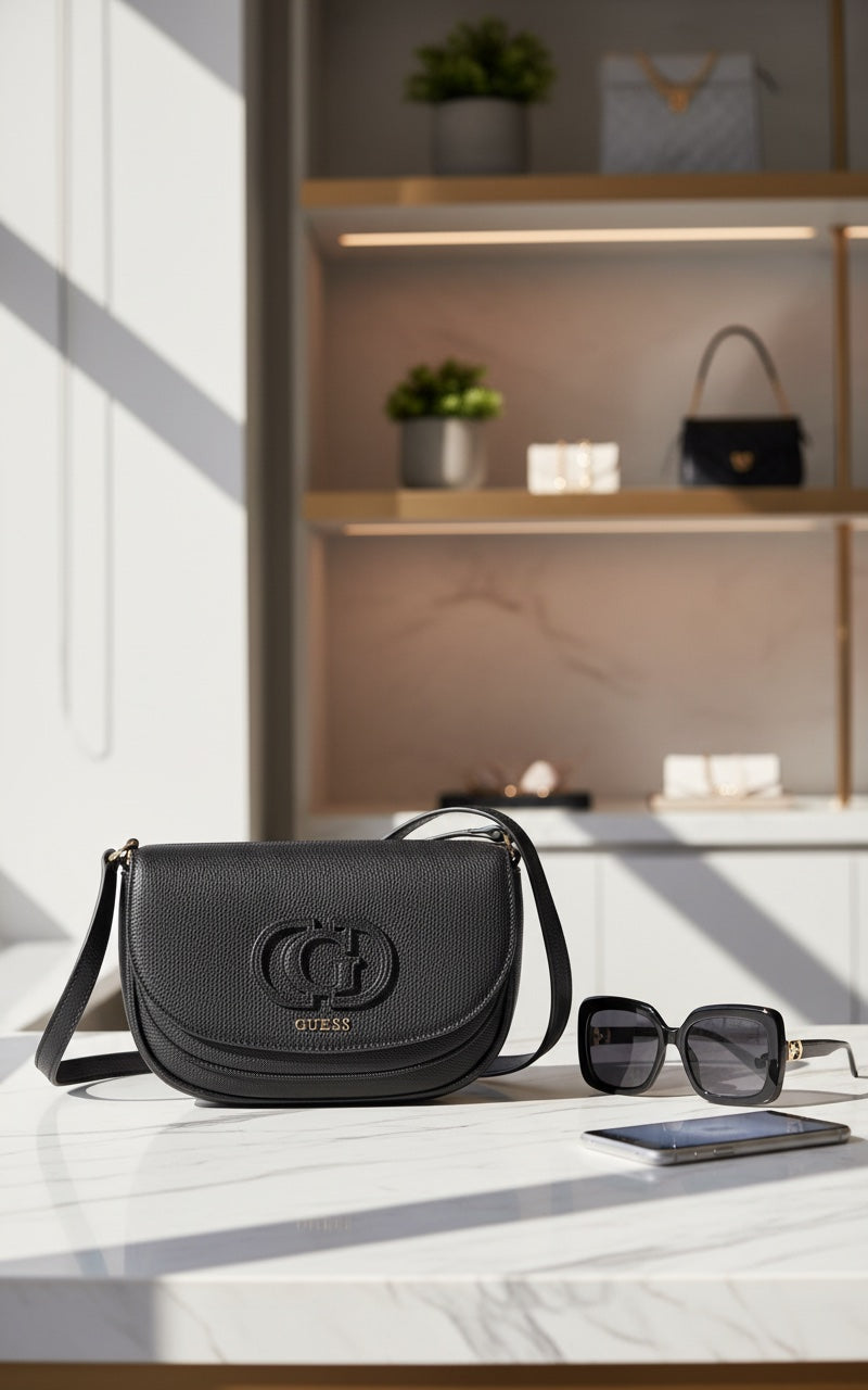 GUESS Jeans Дамска Чанта – Черна, елегантен минималистичен дизайн