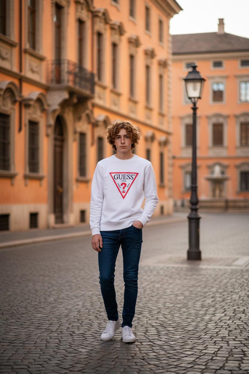 GUESS Jeans Мъжка Суитшърт Блуза – Бяла