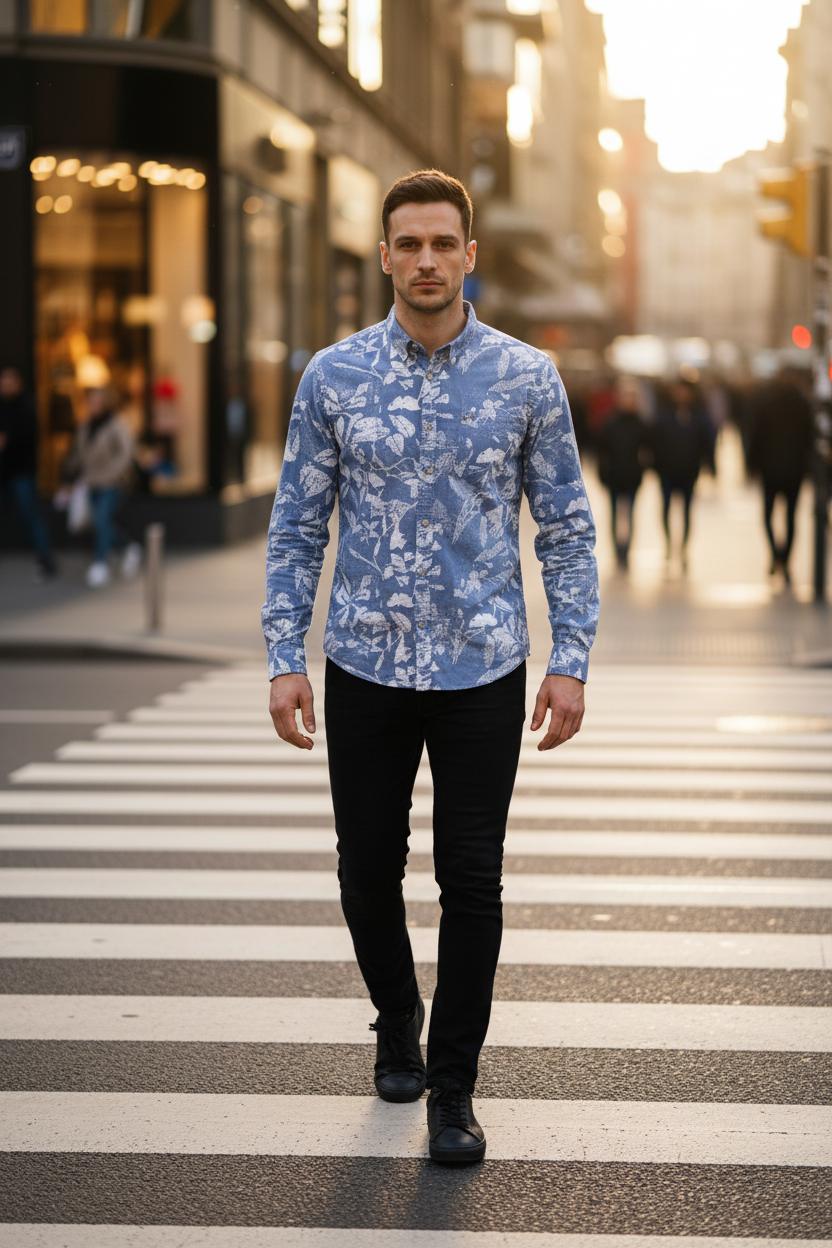 GUESS Collin Chambray AOP Риза – Стил и Комфорт в Едно