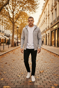 GUESS JEANS Мъжки суитшърт с цип – Сив