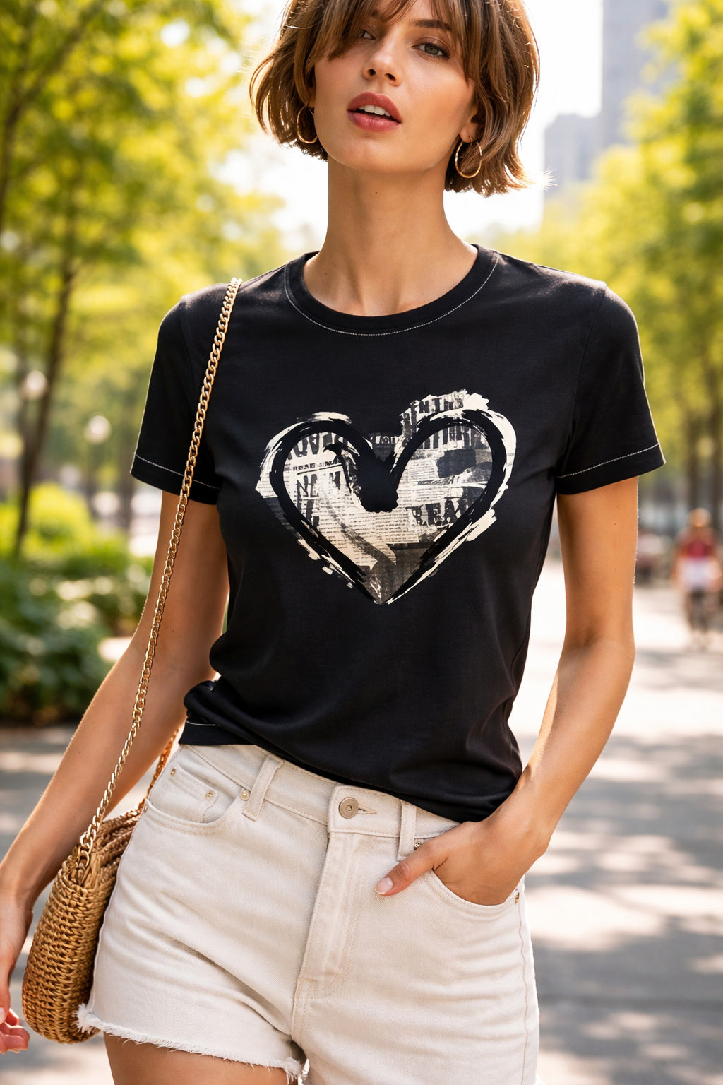 Desigual Дамска Тениска с Къс Ръкав – Черна