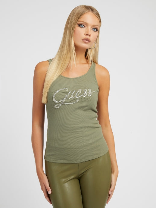 GUESS HEGLE TANK TOP Women – Дамски Mотник с Лого и Камъни