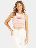 GUESS Lips Logo Tank – Дамски Кроп Потник с Щампа Устни