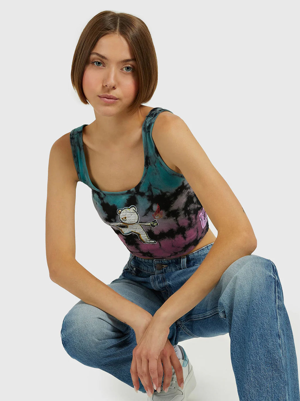 GUESS Molotov Bear Crop Tank Top – Дамски Потник