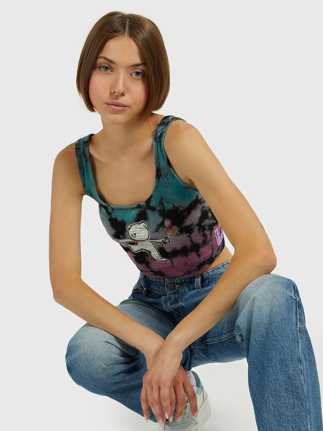 GUESS Molotov Bear Crop Tank Top – Дамски Потник