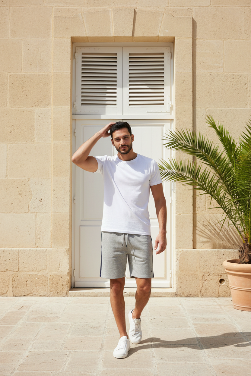 GIAN MARCO VENTURI - Мъжки Къси Панталони – Сиви с Черни Детайли