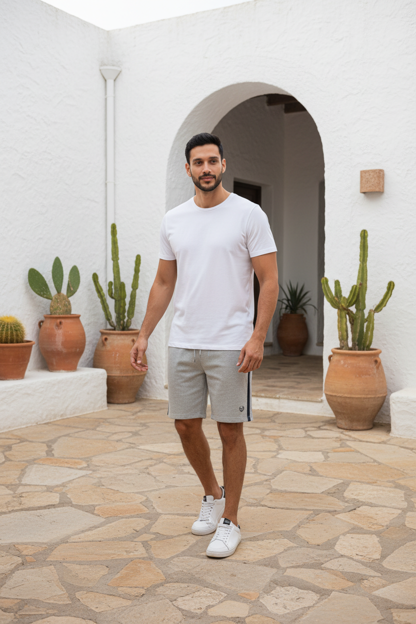 GIAN MARCO VENTURI - Мъжки Къси Панталони – Сиви с Черни Детайли