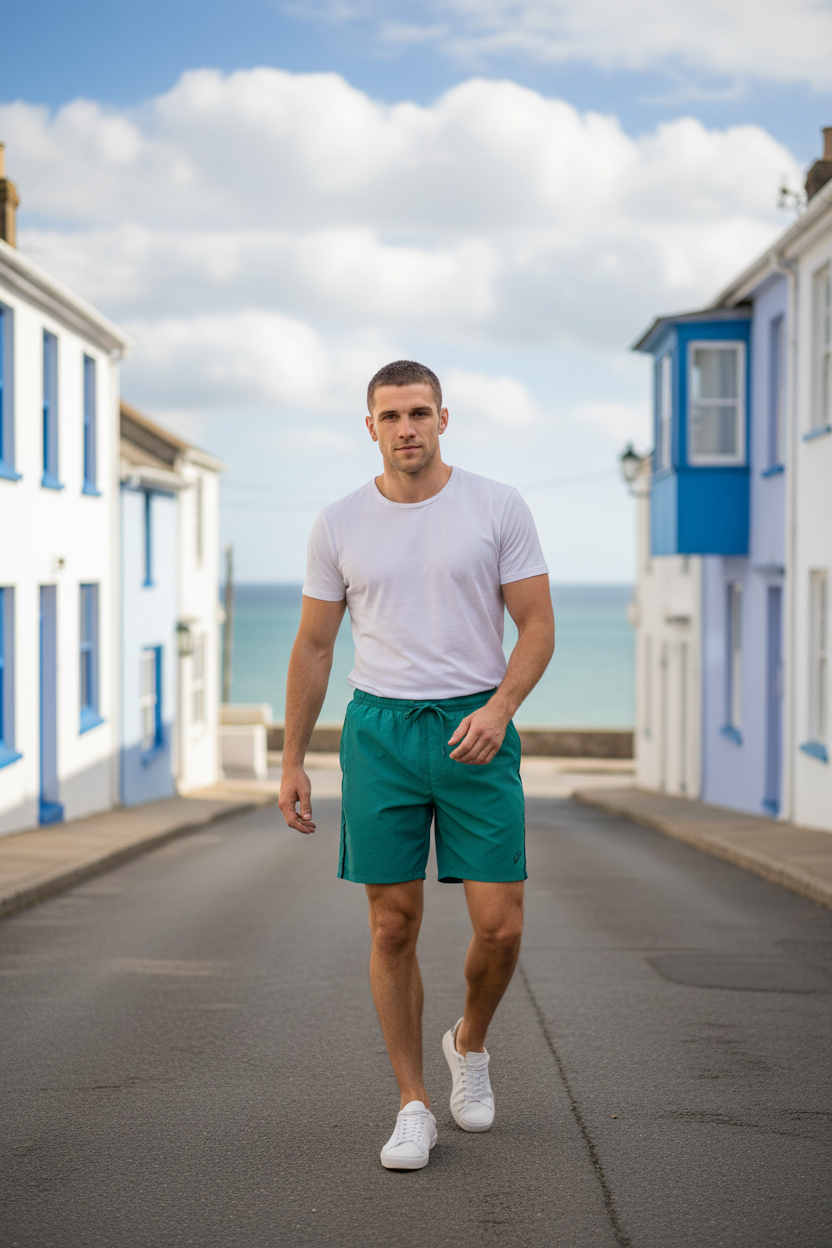 GIAN MARCO VENTURI - Мъжки Къси Панталони – Зелени с Черни Детайли