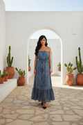 Dress Love & Divine  Blue/Graphic - Дамска Рокля в Изтънчено Синьо с Графичен Принт