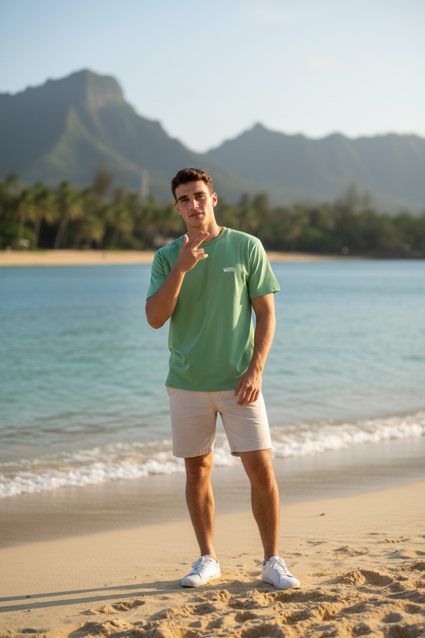 VANS - Светлозелена Мъжка Тениска с Къс Ръкав