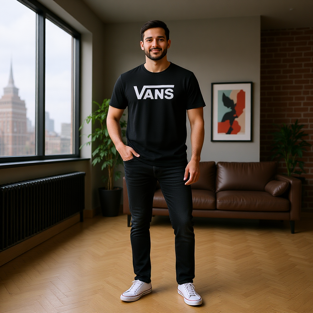 VANS CLASSIC LOGO - Черна Мъжка Тениска с Къс Ръкав