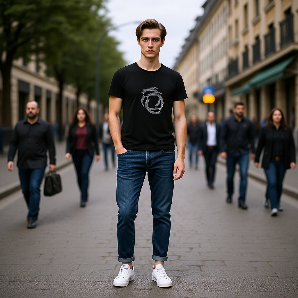 TRUSSARDI -Черна Мъжка Тениска с Къс Ръкав