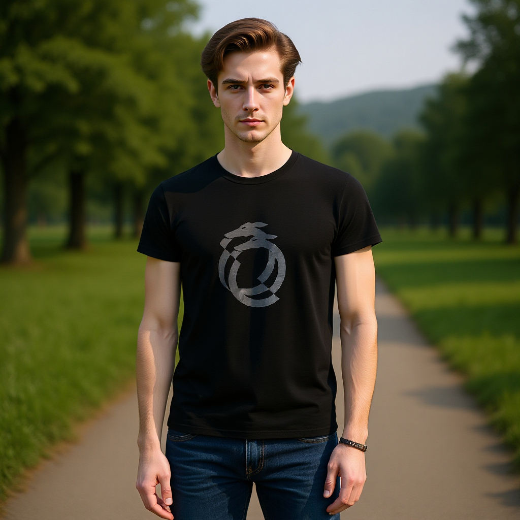 TRUSSARDI -Черна Мъжка Тениска с Къс Ръкав