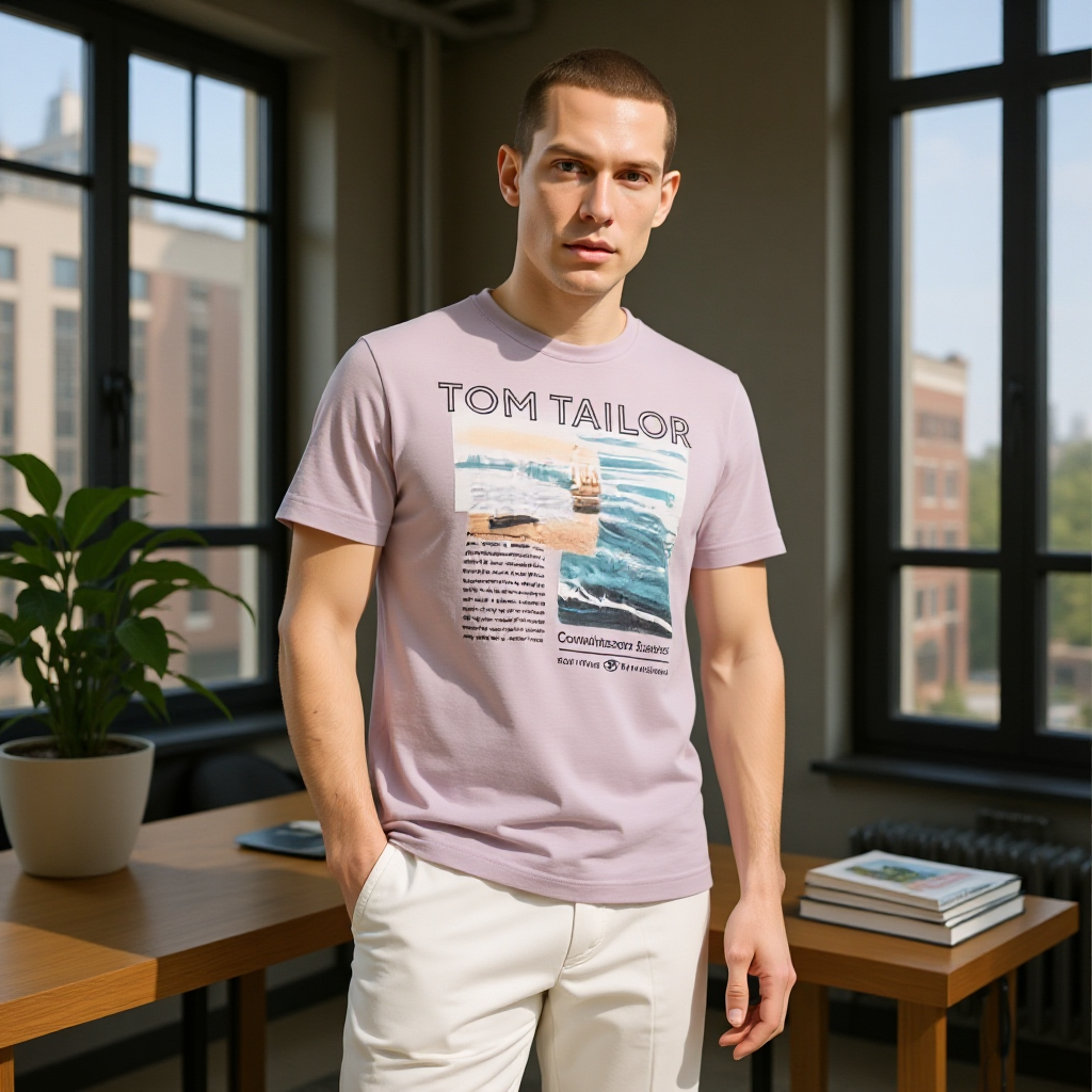 Tom Tailor - Розова Мъжка Тениска