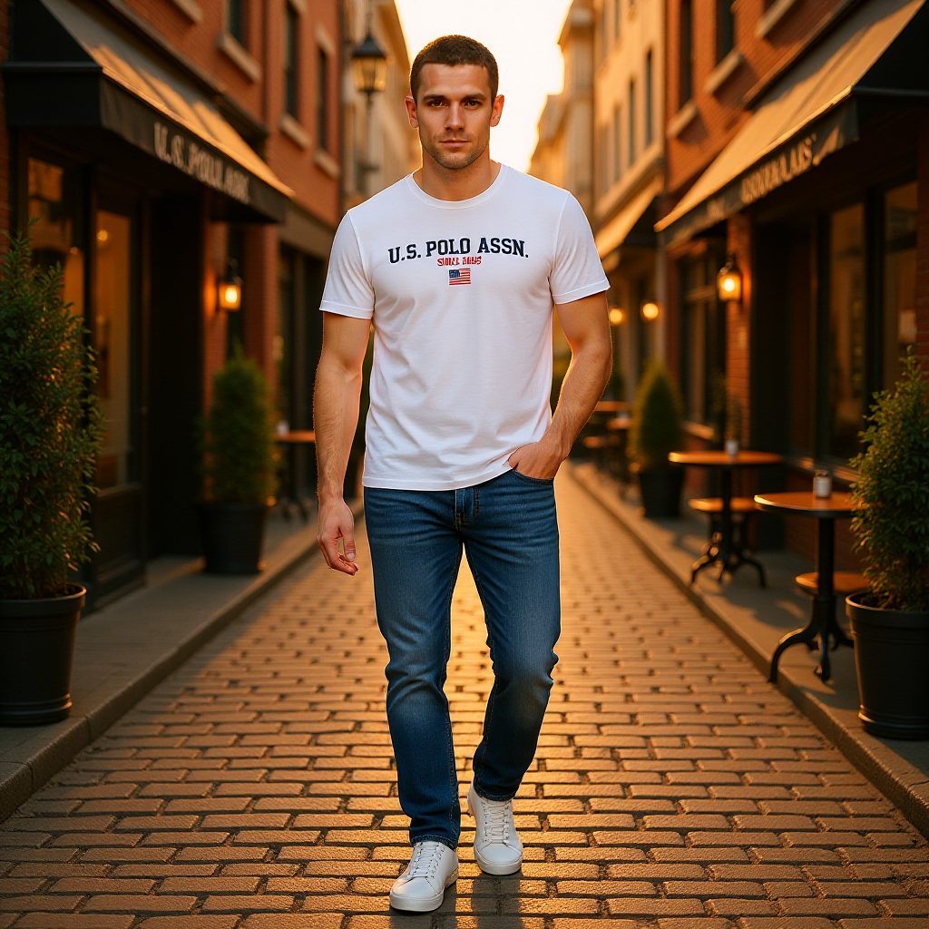 U.S. Polo Assn. - Бяла Мъжка Тениска