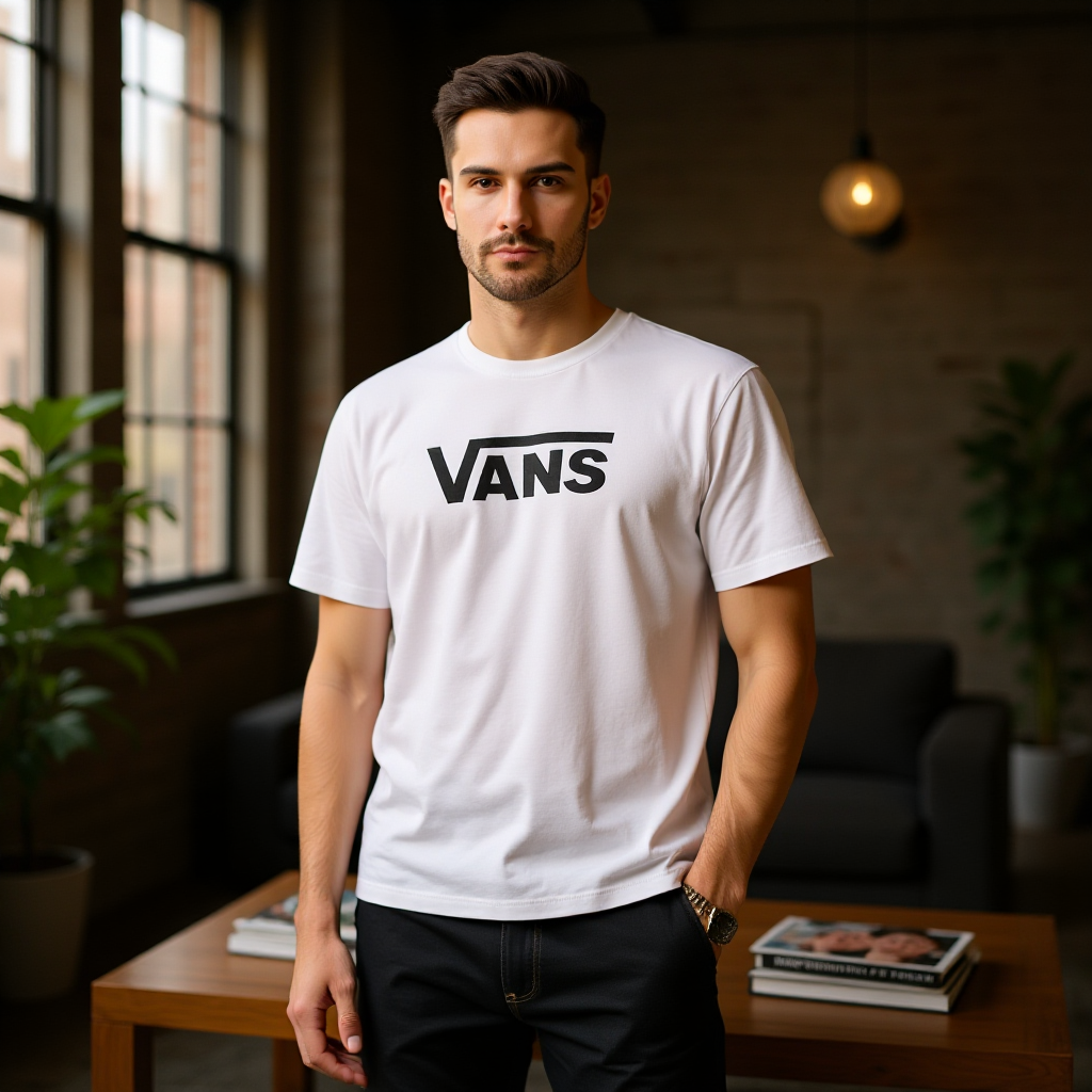 VANS CLASSIC LOGO - Бяла Мъжка Тениска с Къс Ръкав