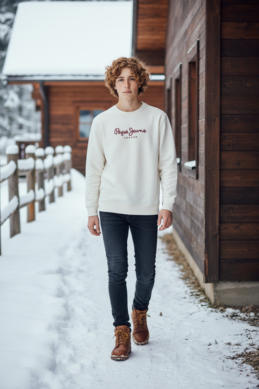 PEPE JEANS – Мъжки бял суитшърт без цип