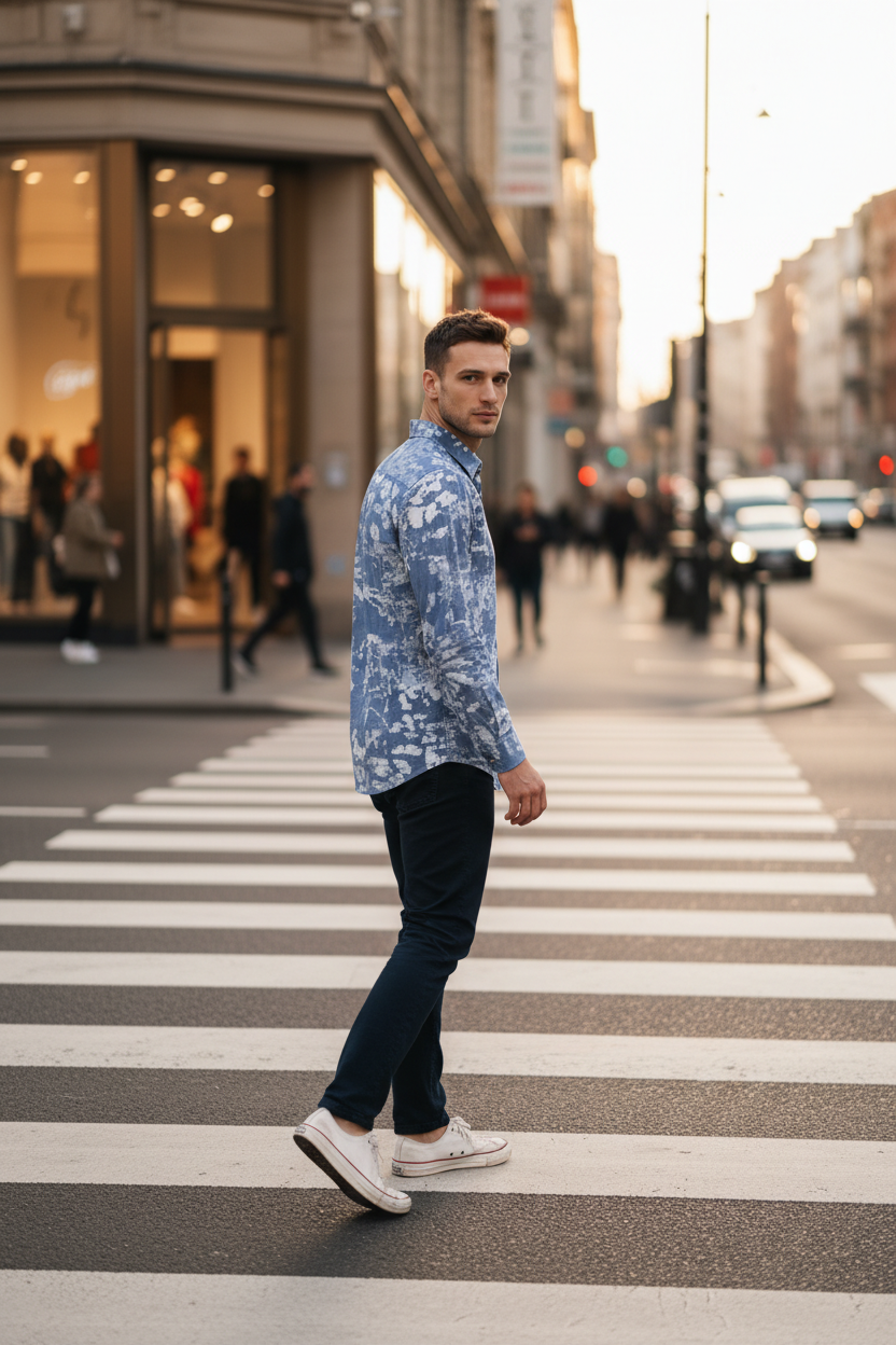 GUESS Collin Chambray AOP Риза – Стил и Комфорт в Едно