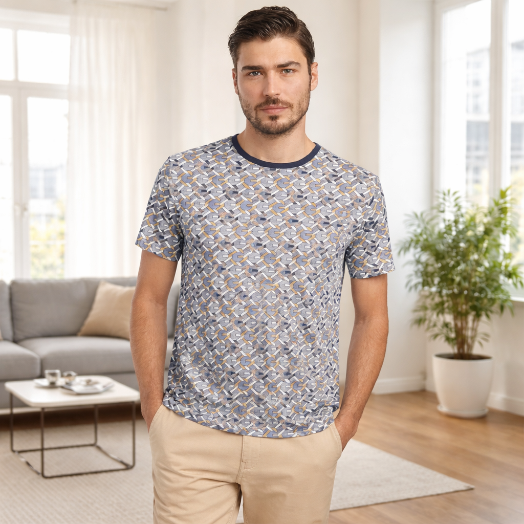 GUESS G CHAIN AOP TEE – Мъжка Тениска с Принт и Лого Детайли