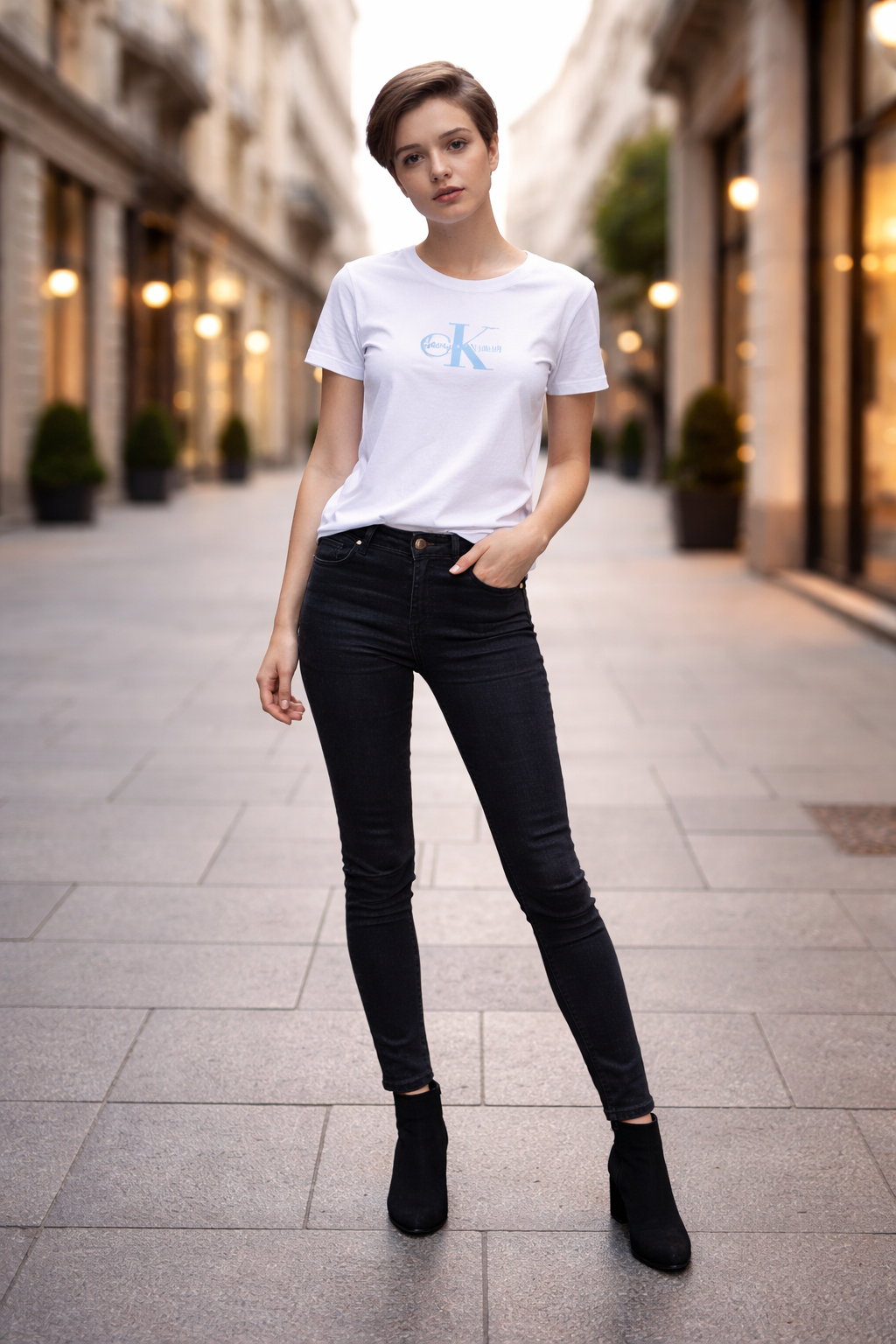 CALVIN KLEIN Дамска Тениска – Изчистена Класика в Бяло