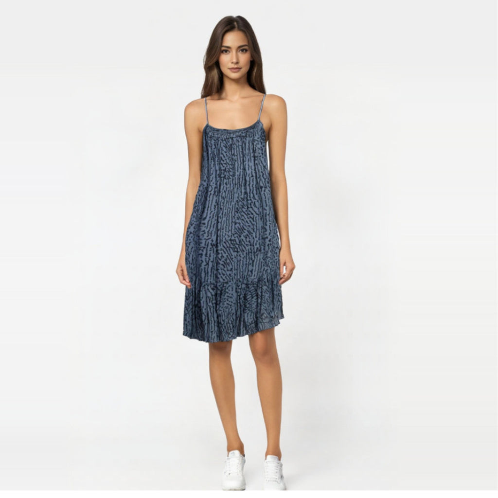 Dress Love & Divine  Blue/Graphic - Дамска Рокля в Изтънчено Синьо с Графичен Принт