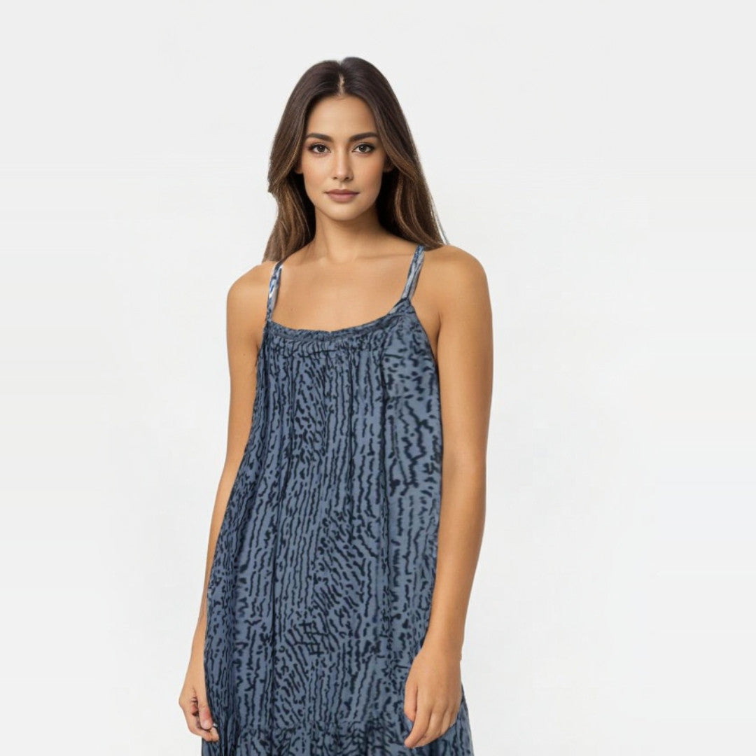Dress Love & Divine  Blue/Graphic - Дамска Рокля в Изтънчено Синьо с Графичен Принт