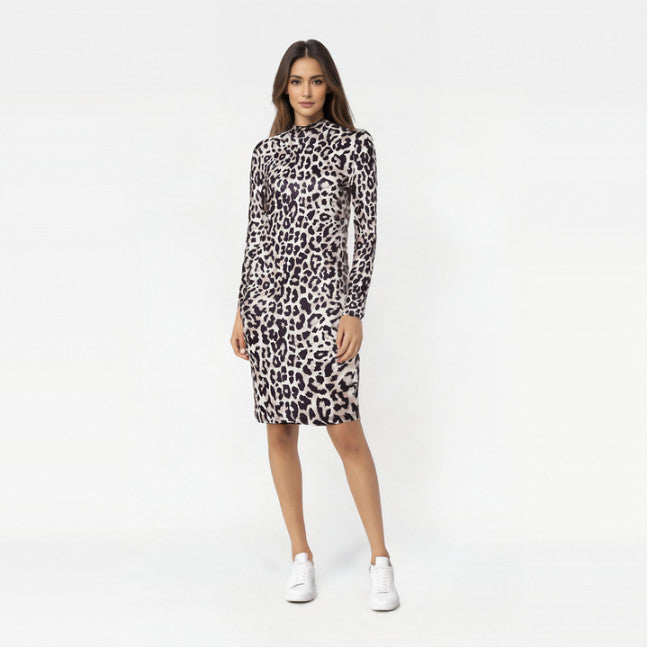 VILA Off-White - Рокля  с Животински Принт