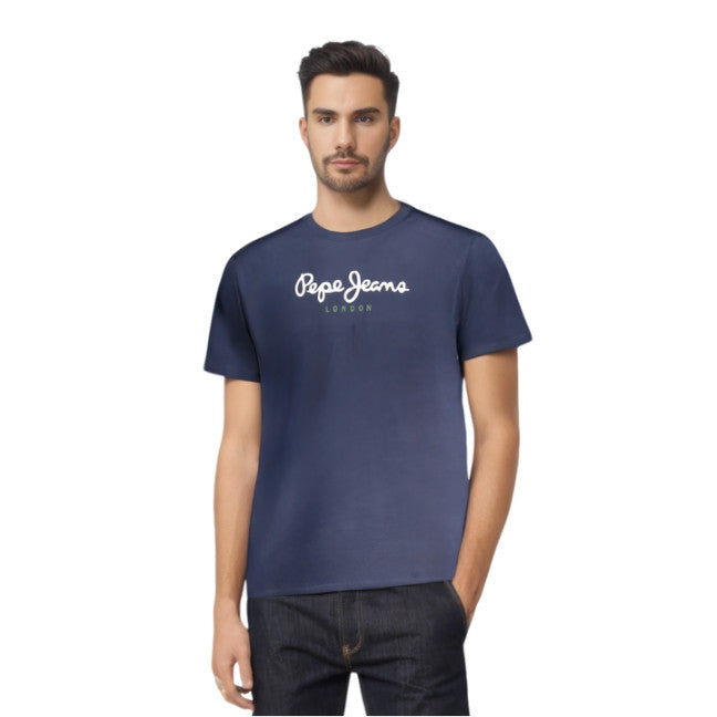 PEPE JEANS - Мъжка Тъмно Синя Тениска с Бяло Лого