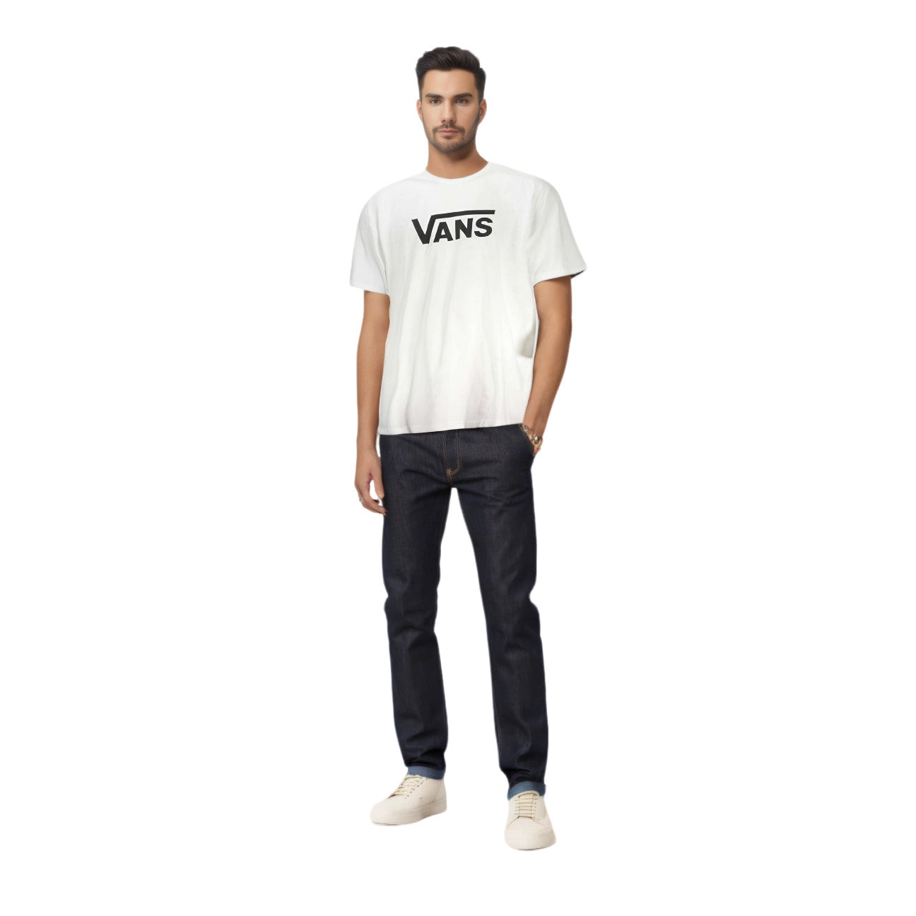 VANS CLASSIC LOGO - Бяла Мъжка Тениска с Къс Ръкав