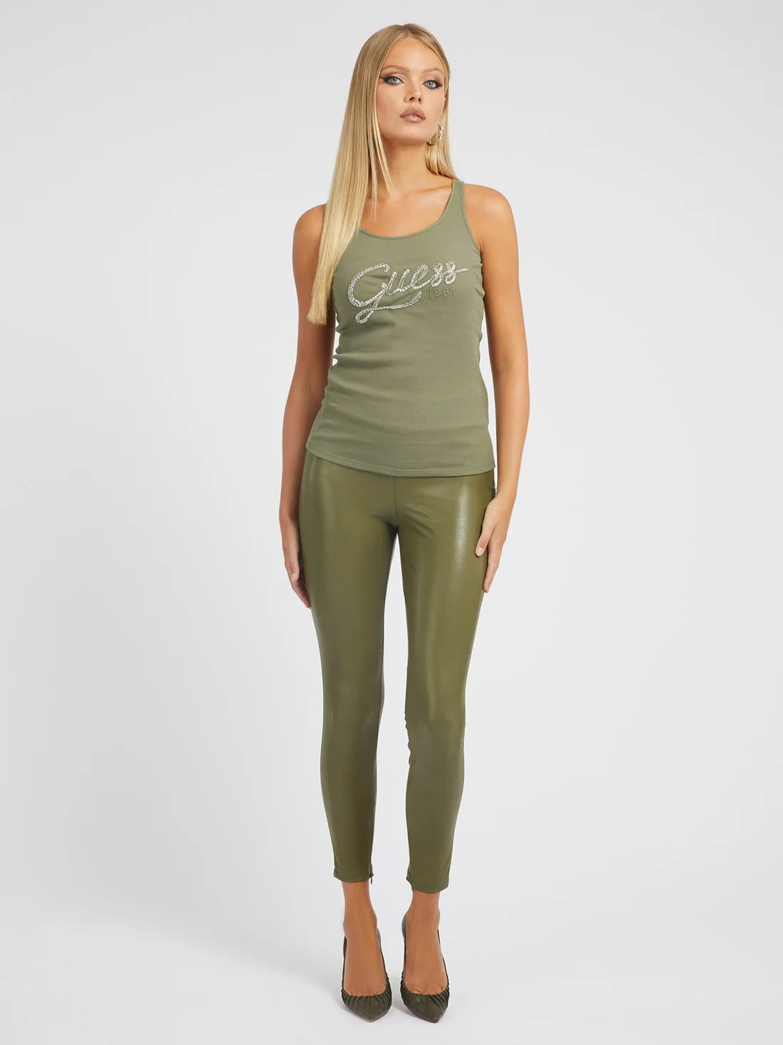 GUESS HEGLE TANK TOP Women – Дамски Mотник с Лого и Камъни