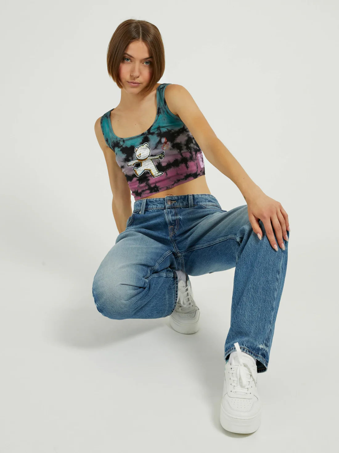 GUESS Molotov Bear Crop Tank Top – Дамски Потник