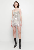 Pieces – Сребриста Мини Рокля с Пайети