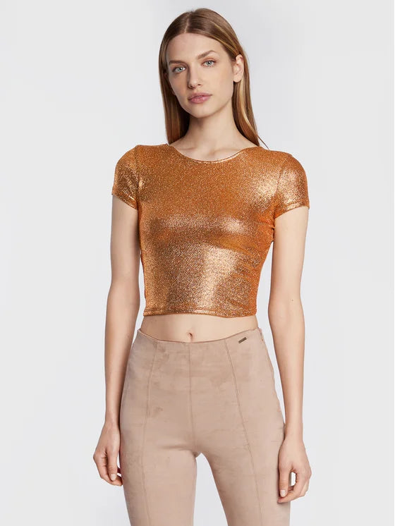 Guess – Кафява Блуза с къс ръкав
