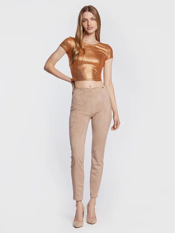 Guess – Кафява Блуза с къс ръкав