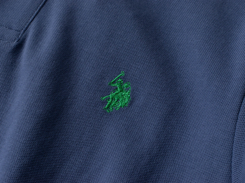 U.S. POLO ASSN. – Мъжка Поло Тениска "King" – Тъмносиня с Яркозелено Лого