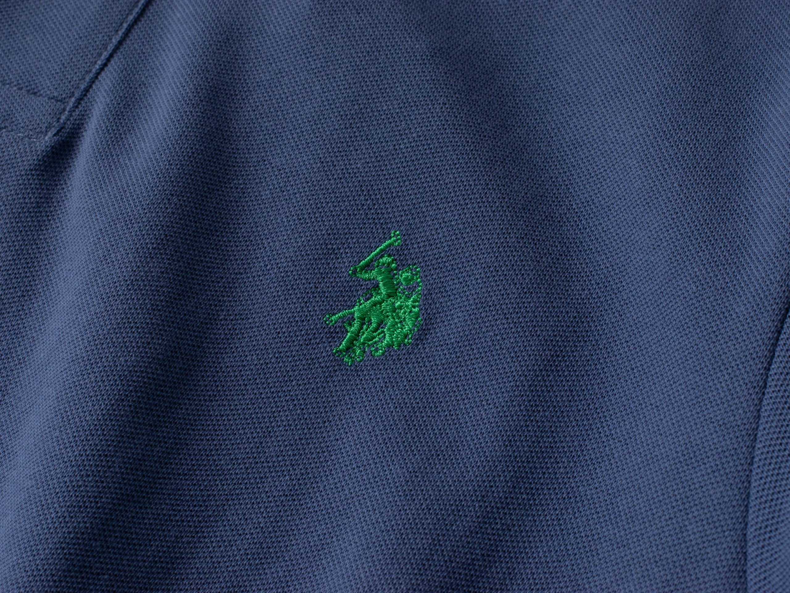 U.S. POLO ASSN. – Мъжка Поло Тениска "King" – Тъмносиня с Яркозелено Лого