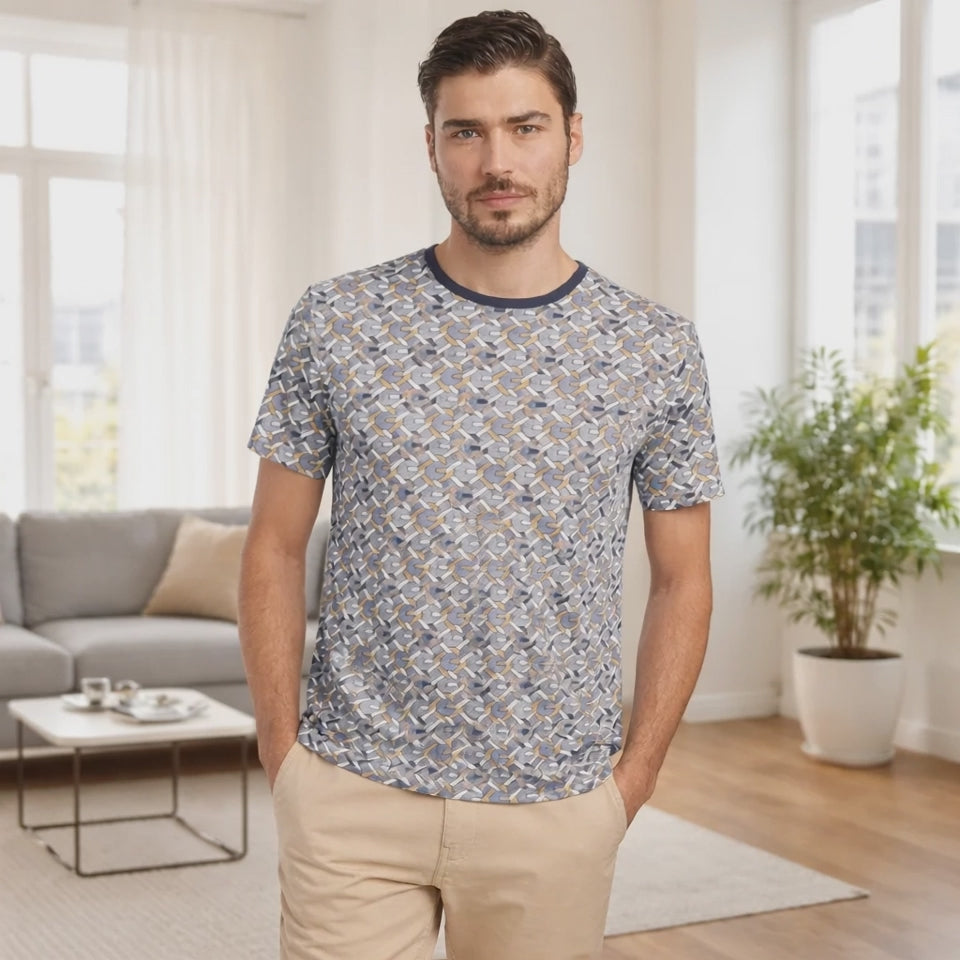 GUESS G CHAIN AOP TEE – Мъжка Тениска с Принт и Лого Детайли
