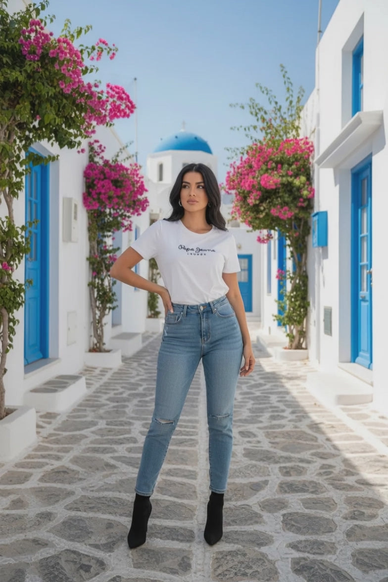 PEPE JEANS Дамска Тениска – Бяла с Лого “London”
